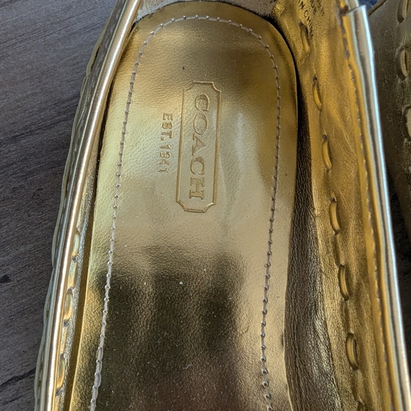 Coach Payton metallic gold leather ballet flats - Picture 9 of 16